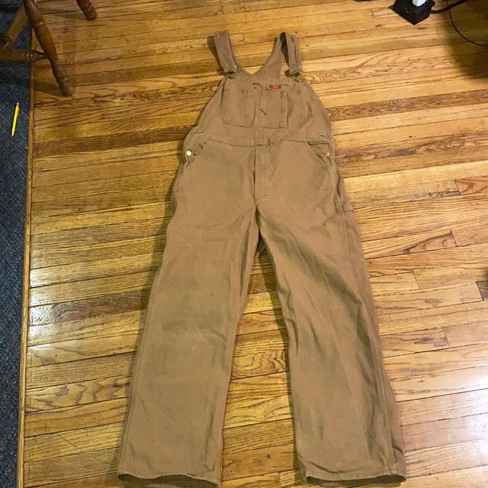 Dickies classic bib overalls. Brown duck canvas. Men’s 32x30